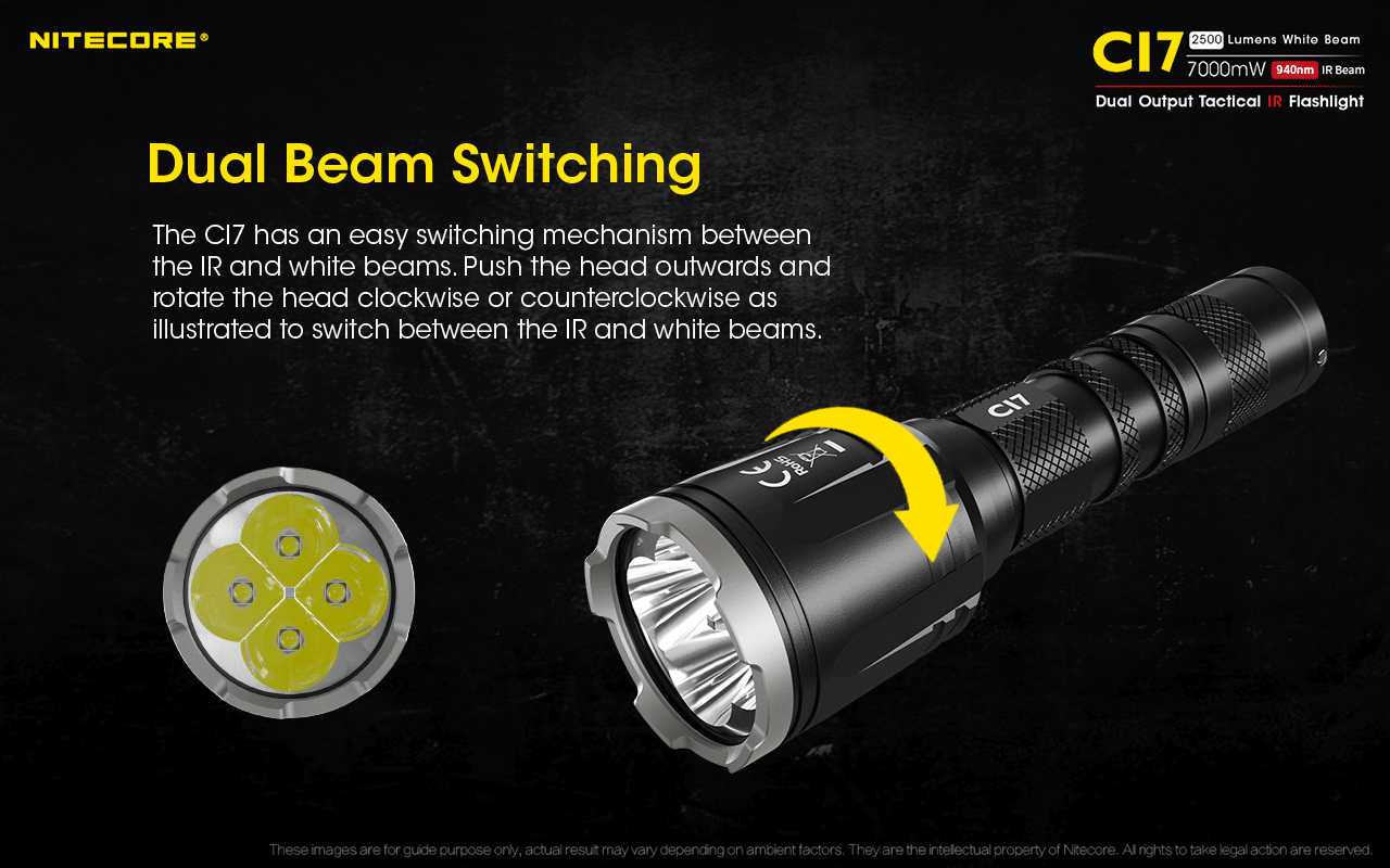 NITECORE CI7 2500 Lumen Tactical Flashlight with 7000mw 940nm IR